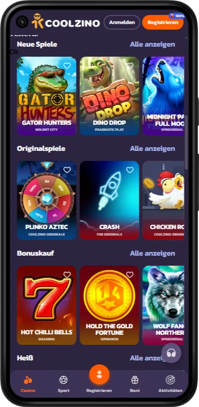 Coolzino Casino Spiele Mobile App