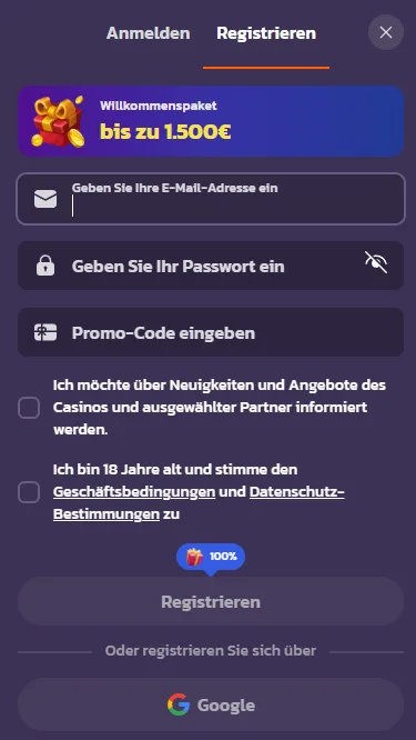 Coolzino Casino Registrierungsmethoden